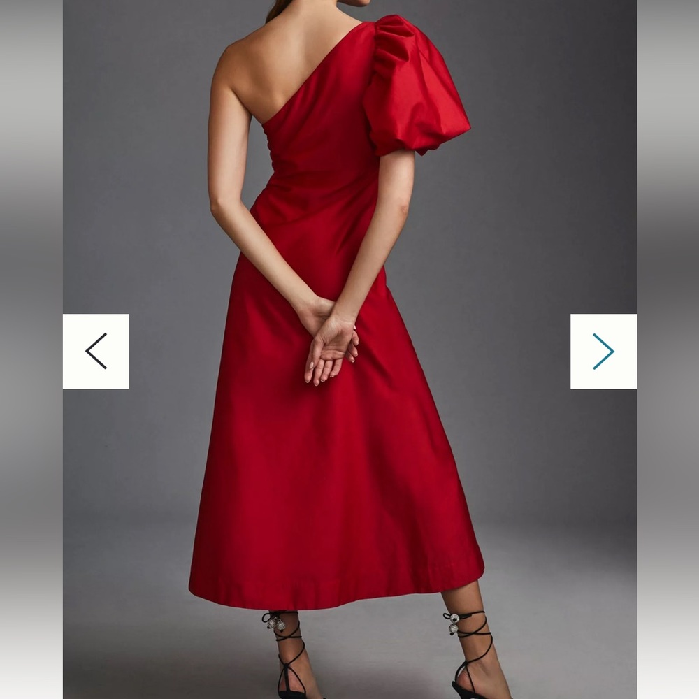 Anthropology Aureta One Shoulder Puff Sleeve Dress - Picture 8 of 9
